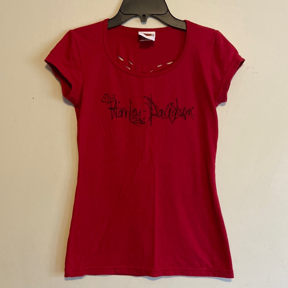 Womens Harley Davidson Cut Out Back Red S